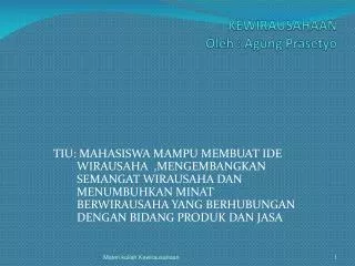 kewirausahaan oleh agung prasetyo