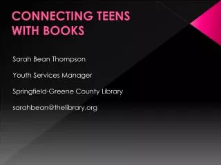 CONNECTING TEENS WITH BOOKS