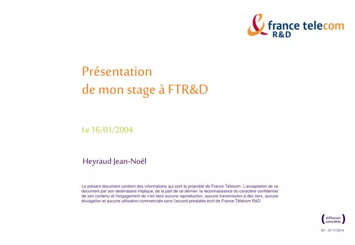 pr sentation de mon stage ftr d le 16 01 2004