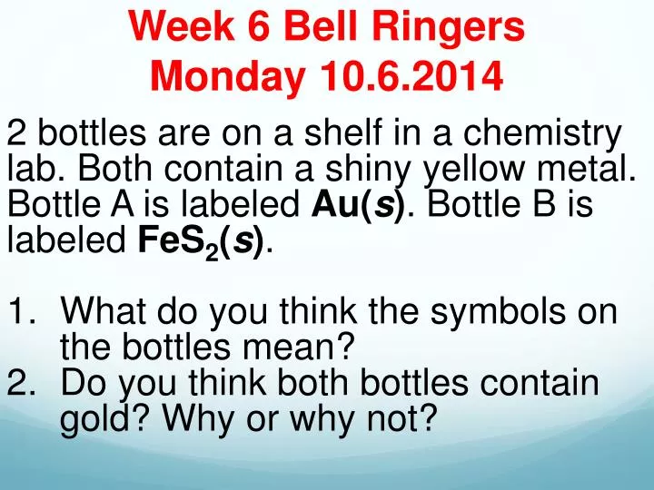 week 6 bell ringers monday 10 6 2014