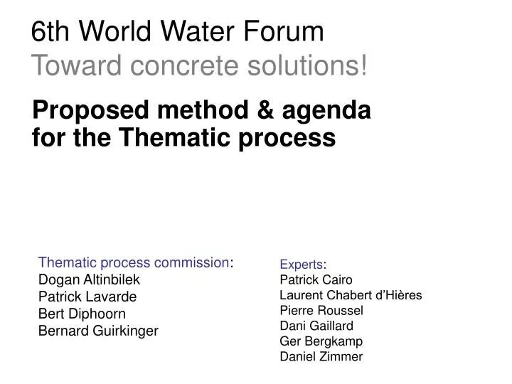 6th world water forum toward concrete solutions
