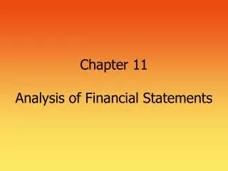 Chapter 11 Analysis of Financial Statements