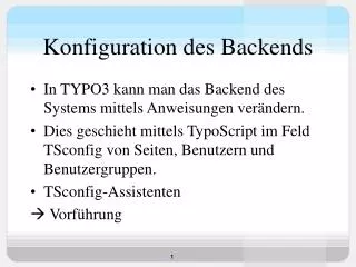 konfiguration des backends