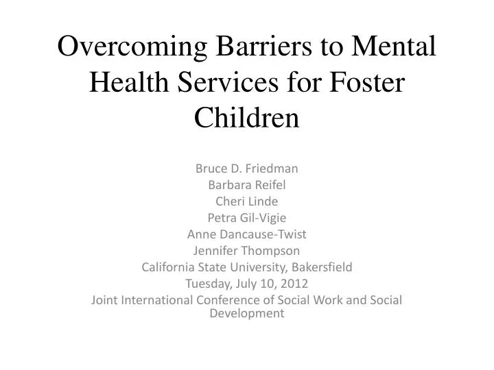 overcoming barriers to mental health services for foster children