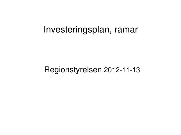 investeringsplan ramar