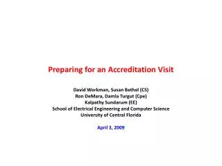 Preparing for an Accreditation Visit