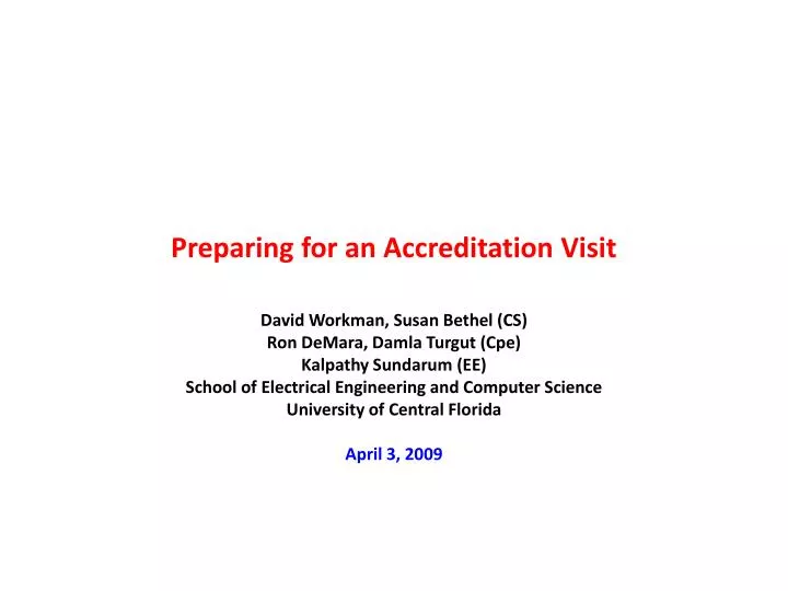 preparing for an accreditation visit