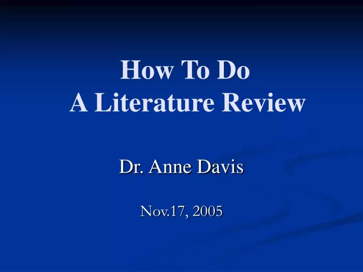 how to do a literature review