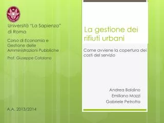 la gestione dei rifiuti urbani
