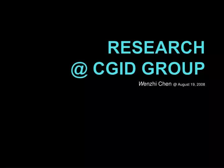 research @ cgid group
