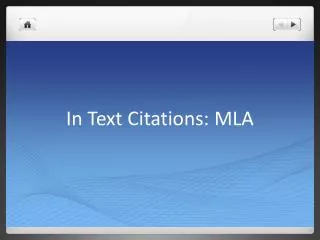In Text Citations: MLA
