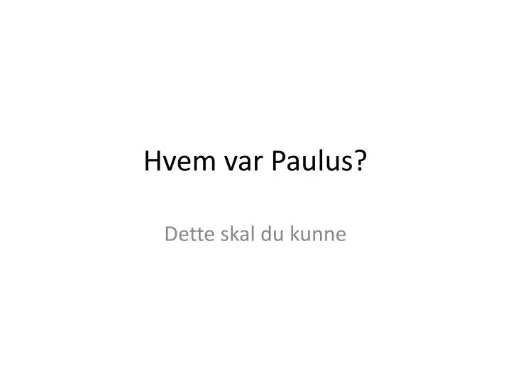 hvem var paulus