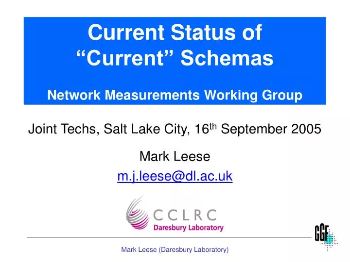 current status of current schemas network measurements working group
