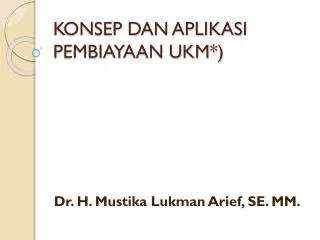 konsep dan aplikasi pembiayaan ukm