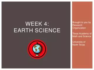 WEEK 4: Earth science