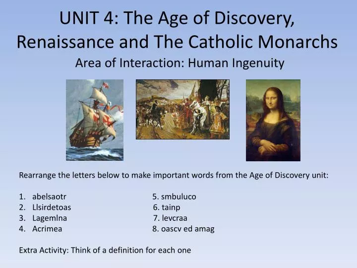 unit 4 the age of discovery renaissance and the catholic monarchs