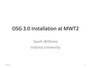 OSG 3.0 Installation at MWT2