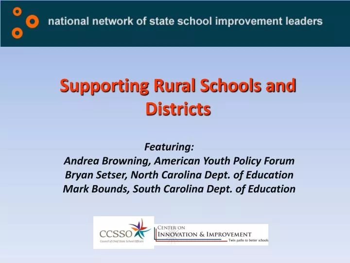 supporting rural schools and districts