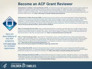 Become an ACF Grant Reviewer