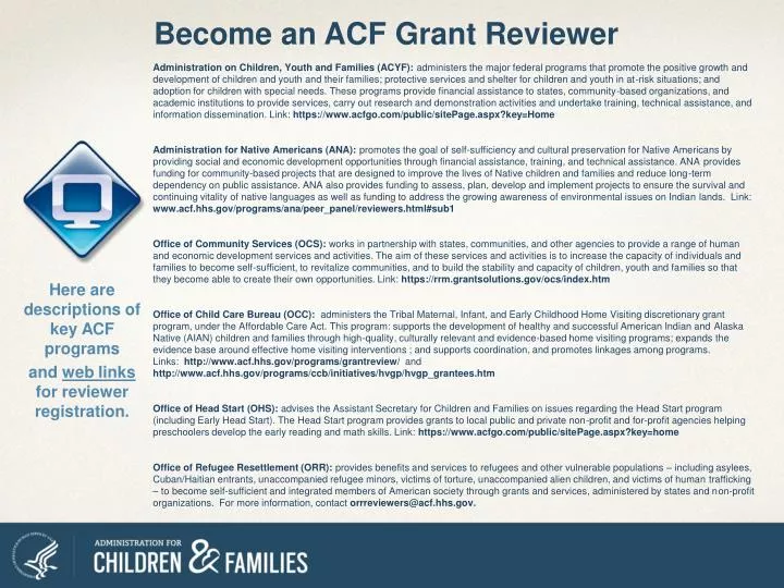 become an acf grant reviewer