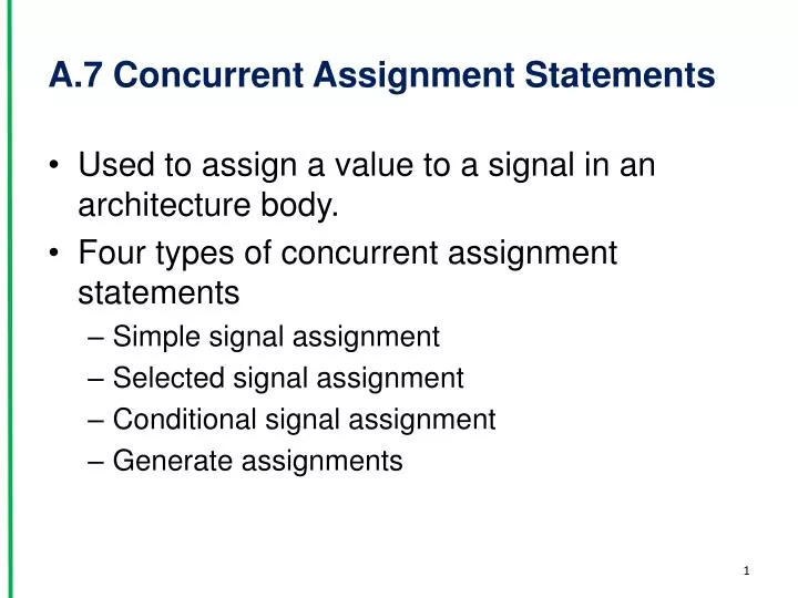 a 7 concurrent assignment statements