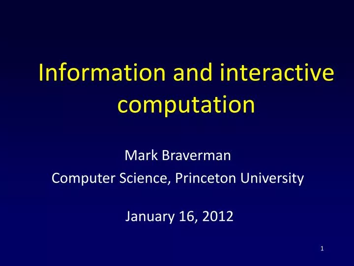 information and interactive computation