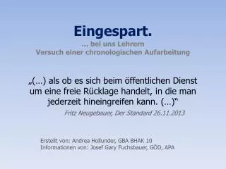 eingespart