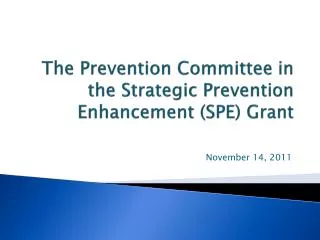 The Prevention Committee in the Strategic Prevention Enhancement (SPE) Grant