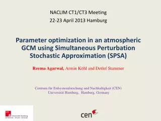 NACLIM CT1/CT3 Meeting 22-23 April 2013 Hamburg