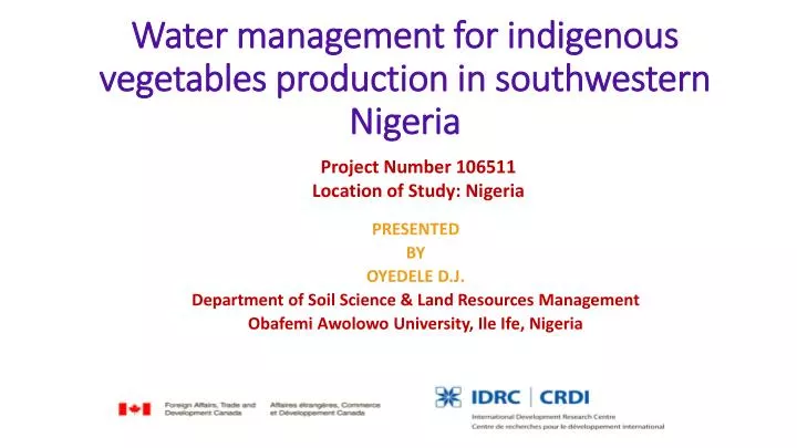 water management for indigenous vegetables production in southwestern nigeria