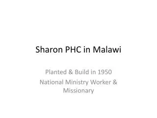 Sharon PHC in Malawi