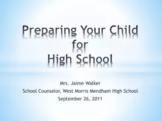Preparing Your Child for High School