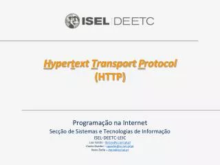 H yper t ext T ransport P rotocol (HTTP)