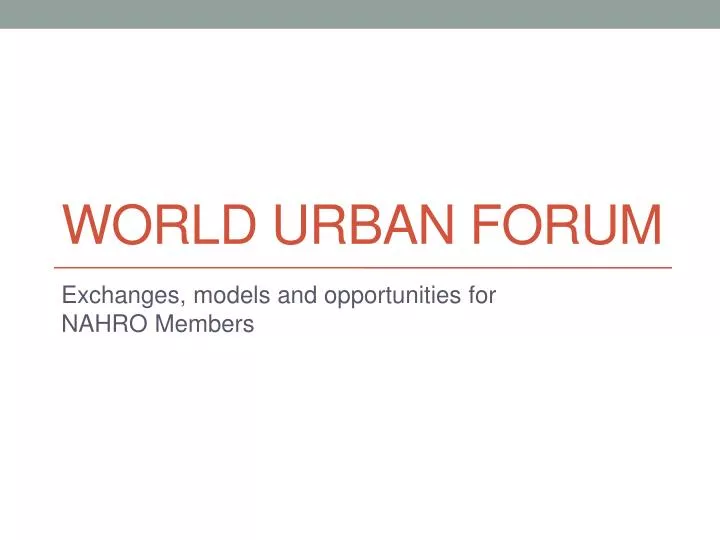 world urban forum