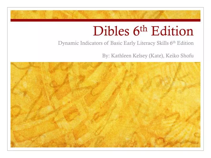 dibles 6 th edition