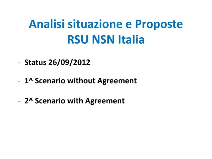analisi situazione e proposte rsu nsn italia