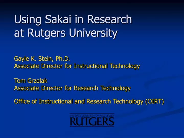 using sakai in research at rutgers university