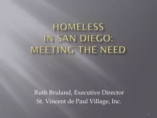 Homeless in San Diego: meeting the need