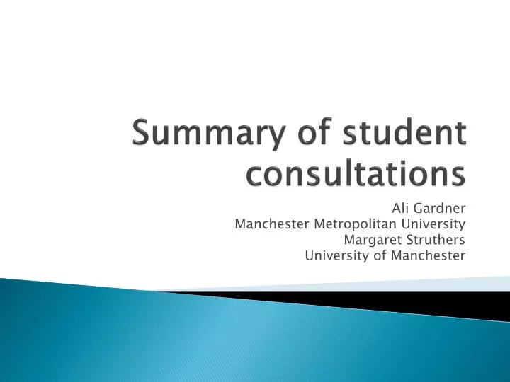 summary of student consultations