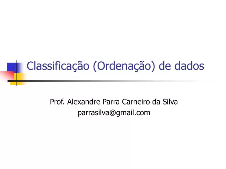 classifica o ordena o de dados