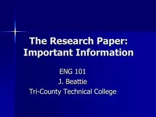 the research paper important information
