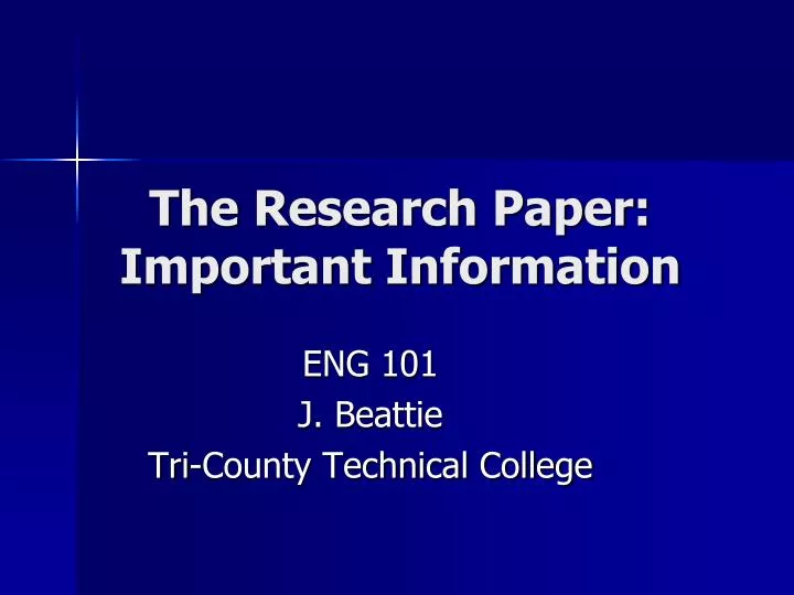 the research paper important information