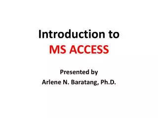 Introduction to MS ACCESS