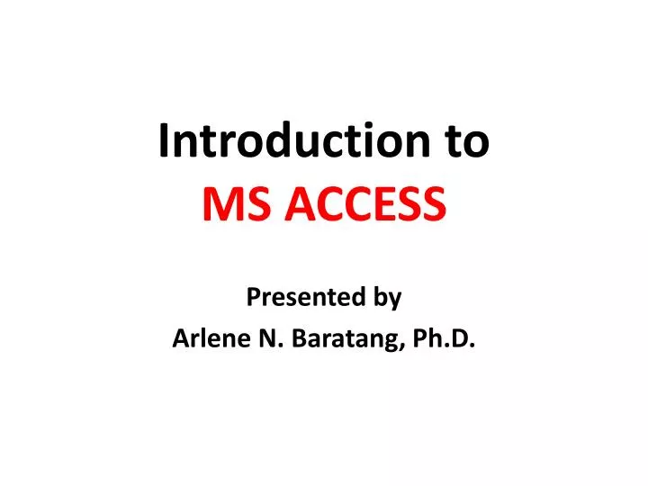 introduction to ms access