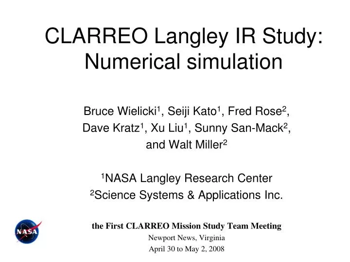 clarreo langley ir study numerical simulation