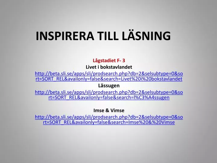 PPT - INSPIRERA TILL LÄSNING PowerPoint Presentation, Free Download ...