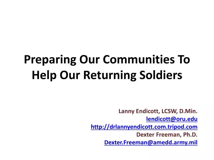 preparing our communities to help our returning soldiers