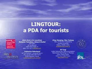 LINGTOUR: a PDA for tourists