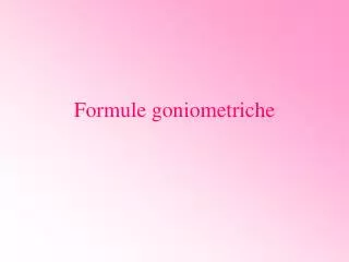 formule goniometriche