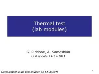 Thermal test (lab modules)